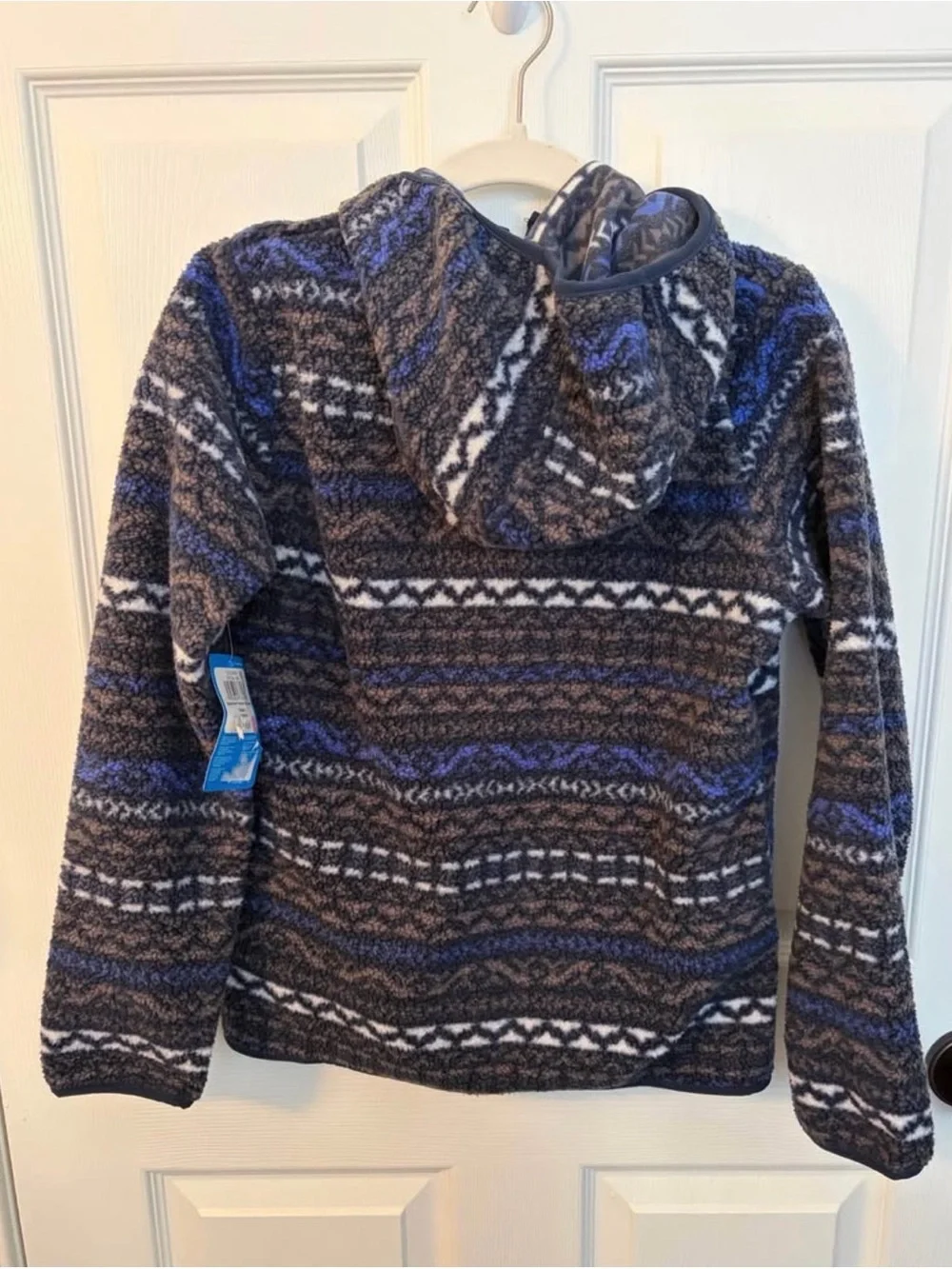 Columbia Kids' Blue, Gray & White Patterned Hooded Fleece Jacket